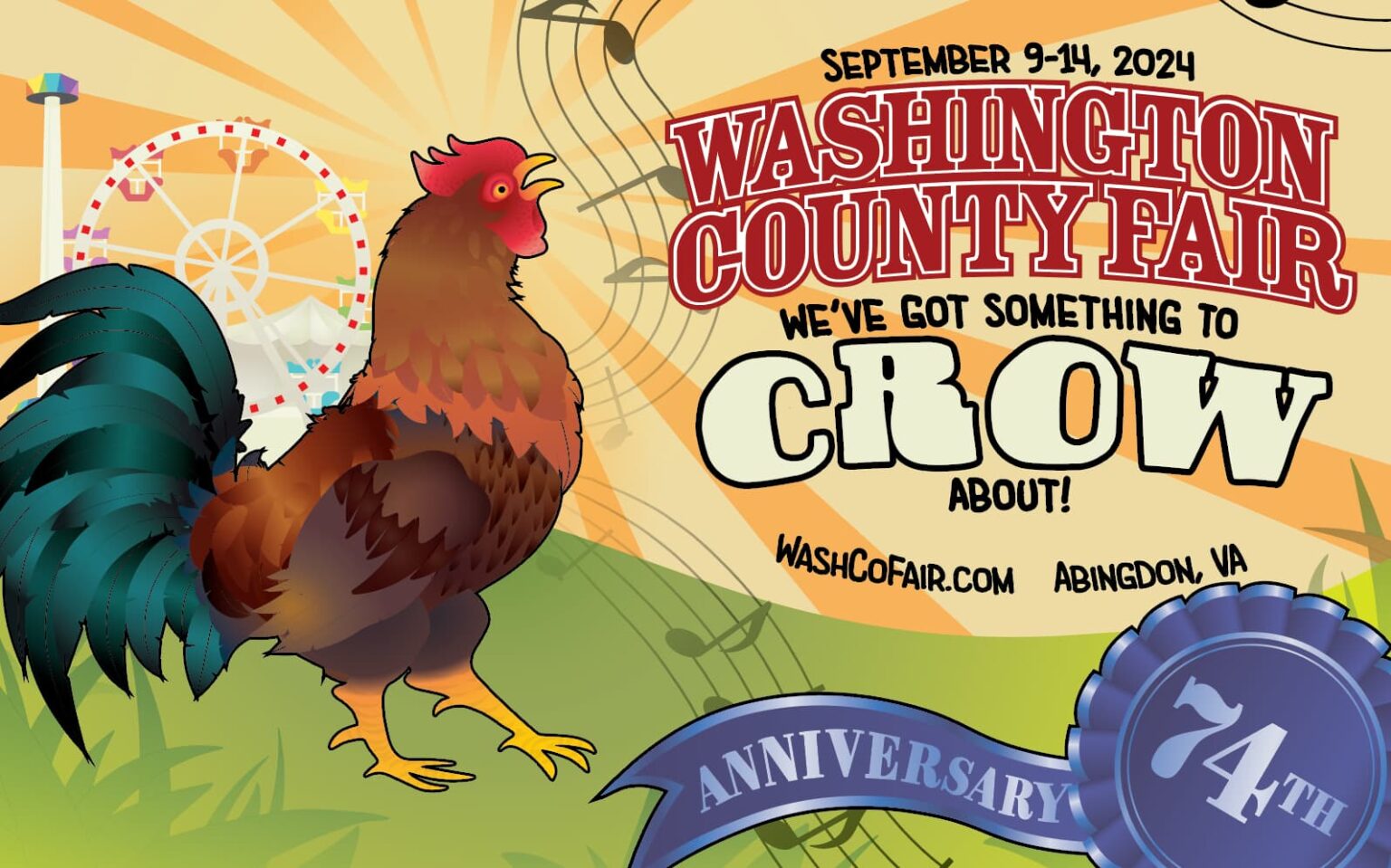 Colorful banner image for the 2024 fair themed "We've got something to Crow About". The fair returns September 9-14, 2024